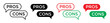 pro and cons icon set. argument pros and cons vector symbol in black, red and green, filled and outlined style.