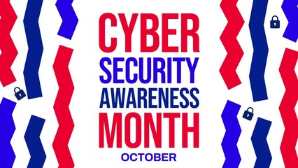 Poster - Cybersecurity Awareness Month colorful background design 4K Animation with typography and shapes