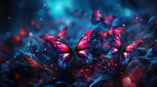 Different Flying Boho Butterflies With The Color Indigo And Crimson Wings