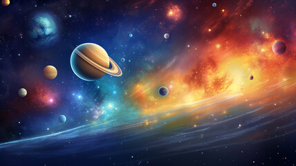 Wall Mural - Solor system background. Illustration. Generative AI
