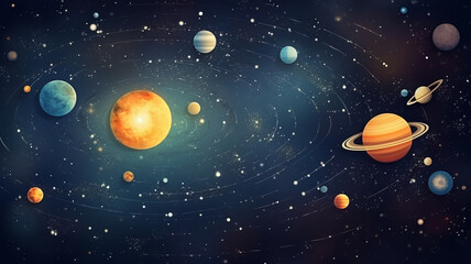 Wall Mural - Solor system background. Illustration. Generative AI