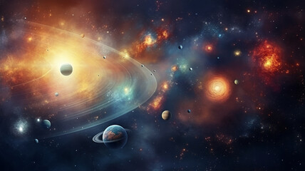 Wall Mural - Solor system background. Illustration. Generative AI