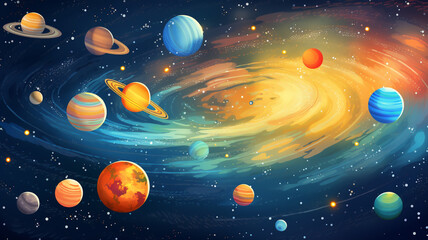 Wall Mural - Solor system background. Illustration. Generative AI