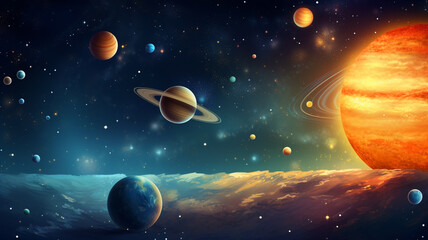 Wall Mural - Solor system background. Illustration. Generative AI