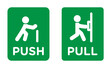 Black and white Push and pull sign vector sticker set.