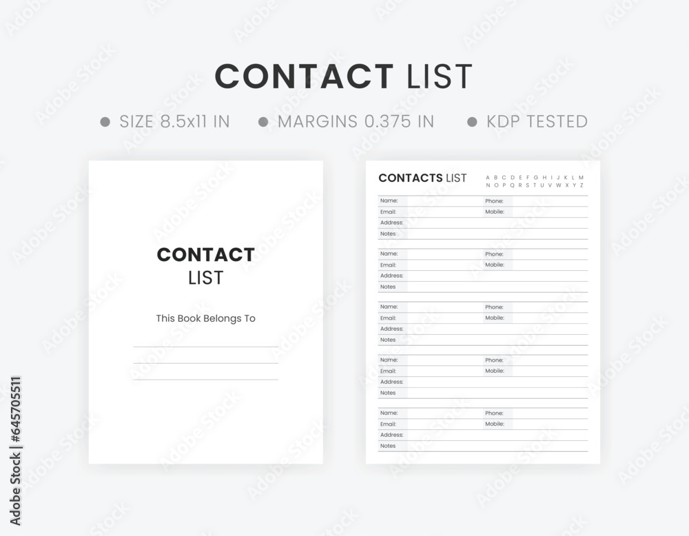 Contact List Template Small Business. Contact List Planner Template ...