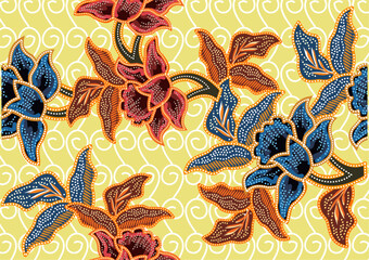 Wall Mural - Indonesian batik motifs with very distinctive, exclusive plant patterns. vector EPS 10