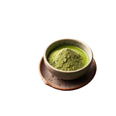 Sticker - Traditional style isolated on a transparent background natural organic matcha powder with green tea leaves and wire whisk