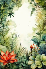  Jungle plants frame in watercolor style