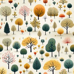 Wall Mural - Trees seamless pattern