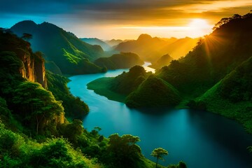 Canvas Print - lake in mountains