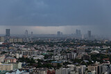 Fototapeta Londyn - Sky grey cloud and heavy rain in Bangkok city, Thailand.