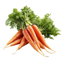 Pile of new carrots against transparent background
