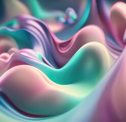 Poster - Vibrant pastel colored abstract smooth and sot wavy curvy lines background, banner design.