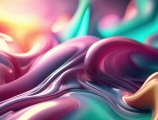 Poster - Vibrant pastel colored abstract smooth and sot wavy curvy lines background, banner design.