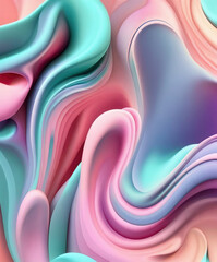 Poster - Vibrant pastel colored abstract smooth and sot wavy curvy lines background, banner design.