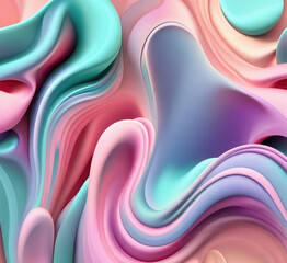 Poster - Vibrant pastel colored abstract smooth and sot wavy curvy lines background, banner design.
