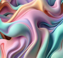 Poster - Vibrant pastel colored abstract smooth and sot wavy curvy lines background, banner design.