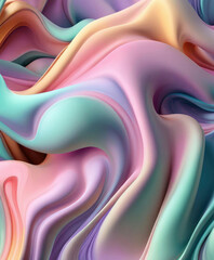 Poster - Vibrant pastel colored abstract smooth and sot wavy curvy lines background, banner design.