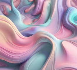 Poster - Vibrant pastel colored abstract smooth and sot wavy curvy lines background, banner design.