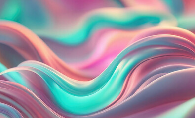 Poster - Vibrant pastel colored abstract smooth and sot wavy curvy lines background, banner design.