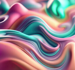 Poster - Vibrant pastel colored abstract smooth and sot wavy curvy lines background, banner design.