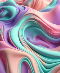 Poster - Vibrant pastel colored abstract smooth and sot wavy curvy lines background, banner design.