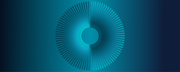 Leinwandbilder - Dark blue abstract background with in modern shiny blue lines, glowing circle frame. Geometric stripe pattern design for futuristic technology concept, poster, cover, banner, brochure, website, music