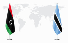 Libya And Botswana Flags For Official Meeting
