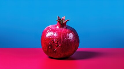 Wall Mural - pomegranate on a blue background