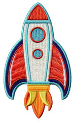 rocket embroidery patch isolated.