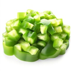 green chopped sweet bell pepper isolated on white background