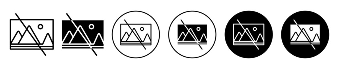 Poster - No image Icon. Photography restriction symbol. Picture camera not allowed vector. Photo film shooting prohibited sign. 
