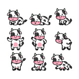 Fototapeta Dinusie - Cow Character, Animal Doodle Cartoon Illustration