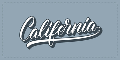 Sticker - California hand lettering design for t-shirt, hoodie, baseball cap, jacket. Retro text 