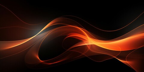 Poster - Abstract Orange Wavy Lines on a Black Background Canvas Wall Print, a Striking Contemporary Artwork