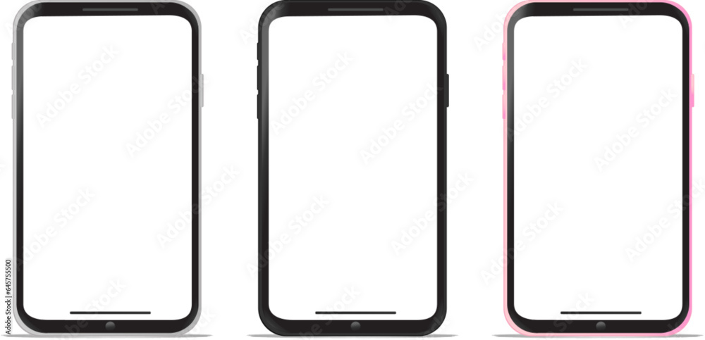 mobile smartphone device mockup  with blank screen on white background vector illustrator