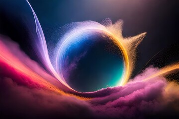 Wall Mural - Colored powder explosion on black background. Freeze motion.