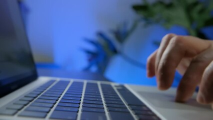 Macro Shot of Person Typing on the Computer Keyboard. Close up move footage