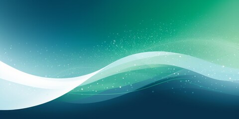 Fototapete - Abstract Vector: Green and Blue Lines with White Sparkles in a Stylish White and Blue Artistic Composition