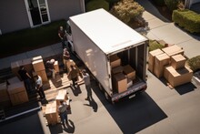 Home Furniture Movers Unload Truck, Delivering Professional Moving Services With Precision Care.