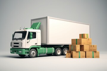 Aufkleber - Moving to a new home service, truck and boxed furniture, an illustration of furniture delivery