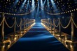 Events allure blue carpet with prominent rope boundaries and spotlights