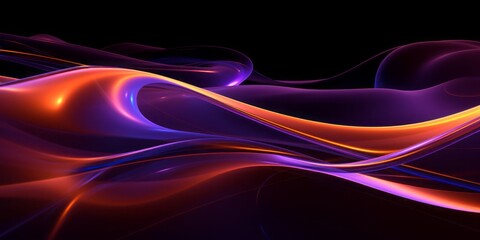 Poster - Lines and Curves in a Purple and Orange Style, a Contemporary Abstract Art Piece