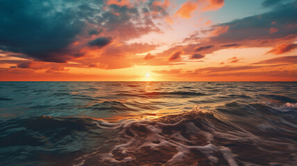 Wall Mural - Sunset over the Ocean on a Cloudy Day