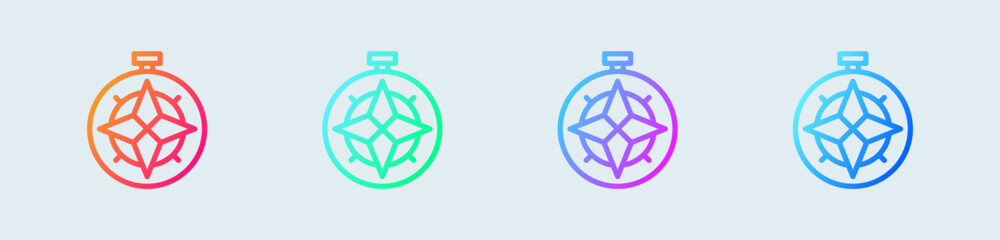 Poster - Compass line icon in gradient colors. Exploration signs vector illustration.