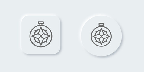 Poster - Compass line icon in neomorphic design style. Exploration signs vector illustration.