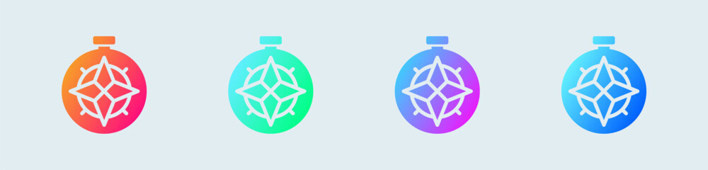 Poster - Compass solid icon in gradient colors. Exploration signs vector illustration.