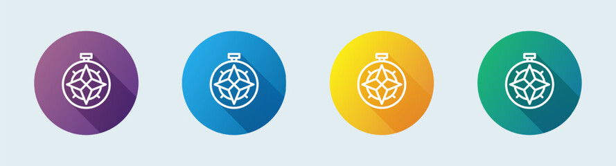 Poster - Compass line icon in flat design style. Exploration signs vector illustration.