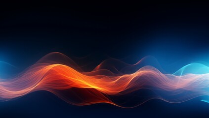 Poster - Yellow Light Stripes on Black Background with Dark Cyan and Orange Accents, a Contemporary Digital Art Creation